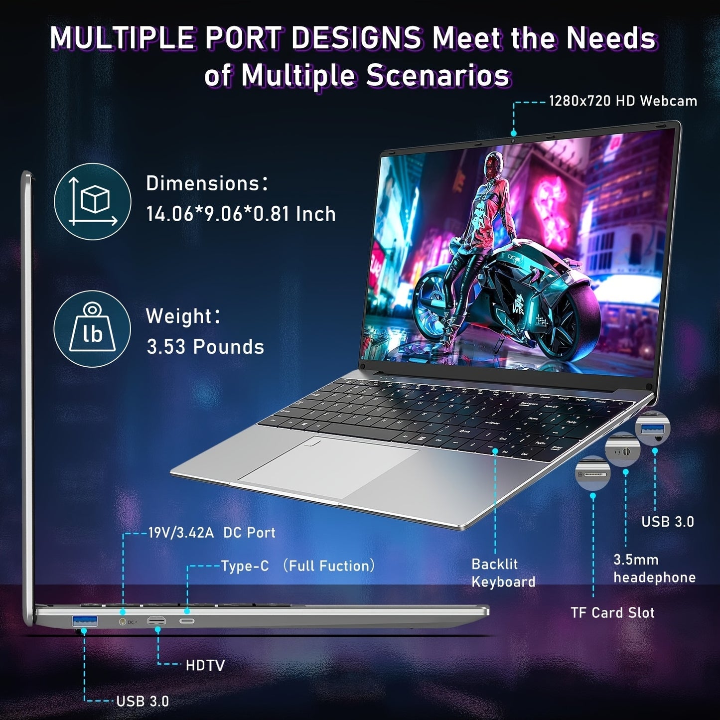 15.6 Inch Laptop Computer, Gaming Laptop, AMD Ryzen 7 5700U 8C/16T Processor(up to 4.3Ghz), 16GB RAM 1TB SSD, AMD Radeon Graphics, 15.6" FHD 1920 * 1080 Display, WiFi 5, BT5.0, Backlit Keyboard