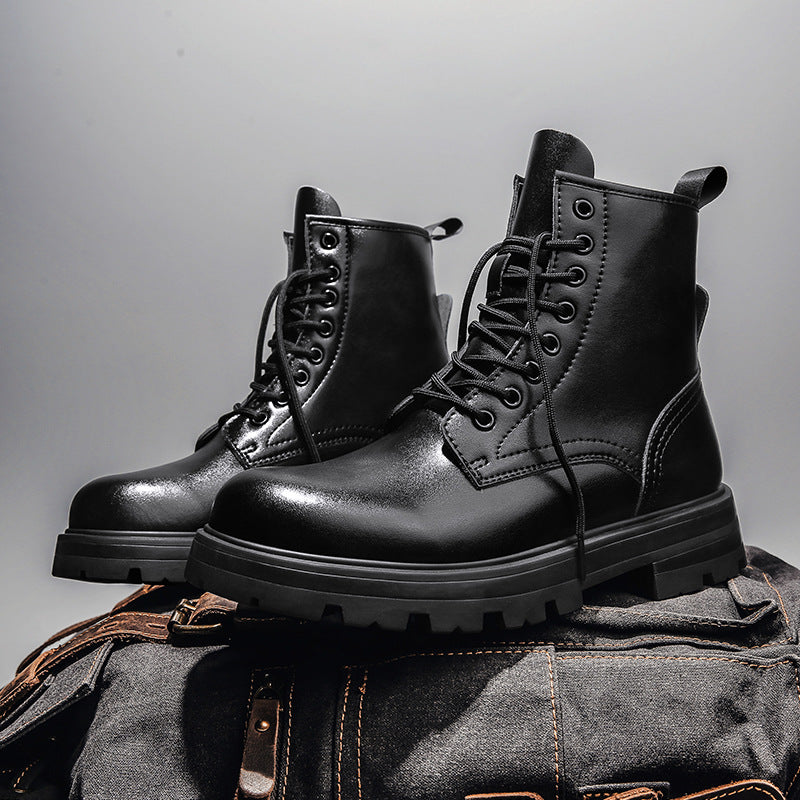 Martin boots men's cowhide black work foot boots casual men's shoes