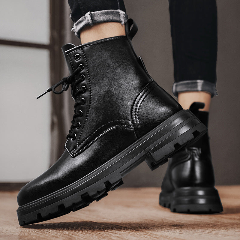 Martin boots men's cowhide black work foot boots casual men's shoes