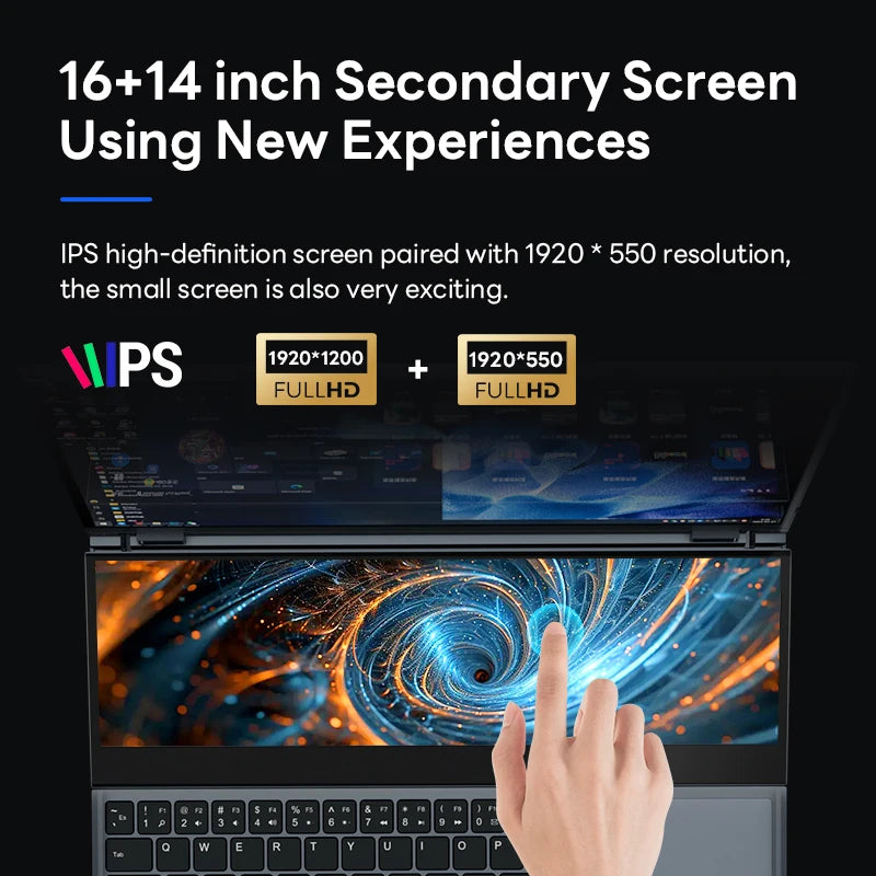 BYONE Dual Screen Gaming Laptop Computer 32GB/16GB DDR4 RAM 1TB/2TB SSD Intel 10th Gen Windows 11 Notebook Touch Laptop