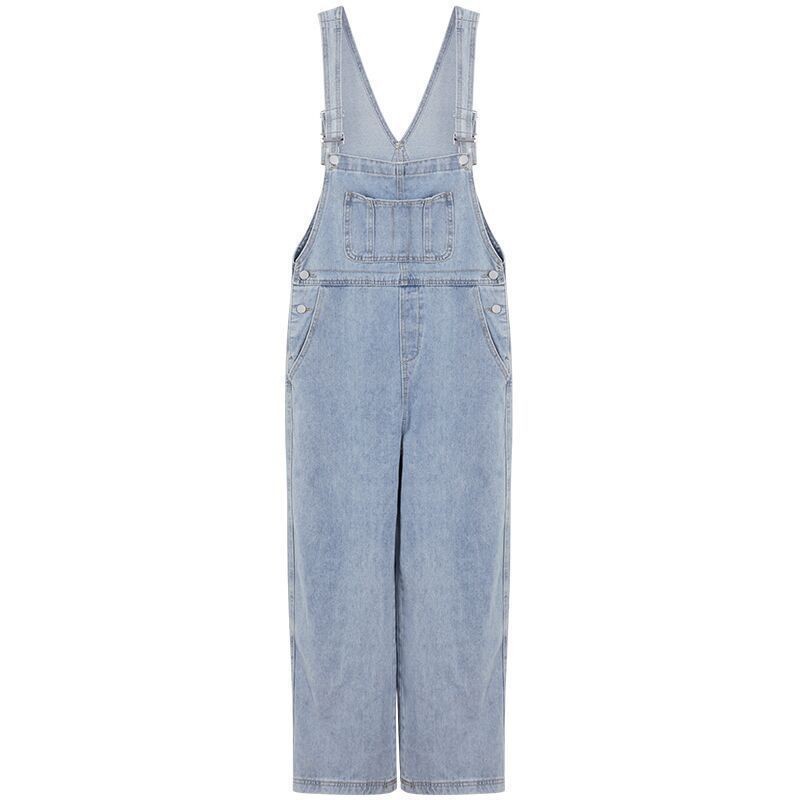Plus Size High Waist Wide Leg Jeans Suspender Pants For Women